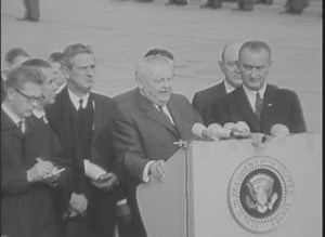 Chancellor Ludwig Erhard Arrives at Bergstrom AFB (1963)
