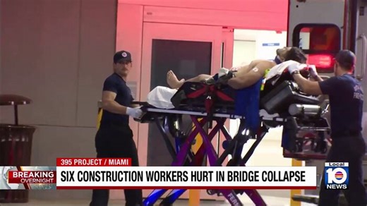 6 workers hurt after I-395 bridge collapses near downtown Miami