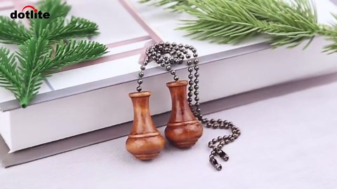 Ceiling Fan Pull Chain Extender, 2pcs Wooden Decorative Pendant Extension Chains, 12 Inches Lighting & Fan Beaded Ball Fan Cord Extender Ornament with Connector