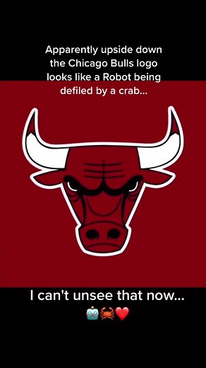 Apparently upside down the Chicago Bulls logo looks like a Robot being defiled by a crab... 👀🤖🦀❤️ #chicagobulls #funny #robot #crab #funnyvideos #basketball #nba #jordan