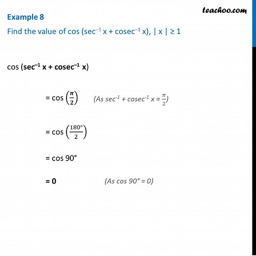 Question 3 - Find cos (sec-1 x   cosec-1 x) - Chapter 2 NCERT