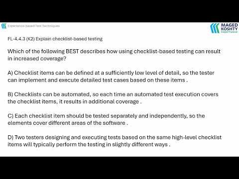 ISTQB Foundation: Explain checklist based testing