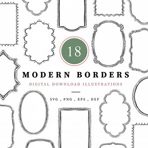 Hand Drawn Frames Illustration Bundle, Borders Clipart, Doodle Frames PNG, Wavy Squiggle Border, Whimsical Frames Wedding Invitation Border - Etsy