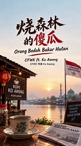 《烧森林的傻瓜》（Orang Bodoh Bakar Hutan）——CFWK feat. Ko Aweng，是印尼西加里曼丹坤甸一带反映旱季烧山烟霾的民间/草根短视频歌曲：用咖啡摊、祈雨、眼睛刺痛、呼吸困难等日常画面，调侃又劝诫“人生还长，别烧森林”。“Orang Bodoh Bakar Hutan” — CFWK feat. Ko Aweng — adalah lagu rakyat / konten pendek ala Pontianak, Kalimantan Barat, yang menyoroti kabut asap akibat pembakaran hutan di musim kemarau. Lewat suasana warung kopi, doa minta hujan, mata pedih, dan napas sesak, lagu ini menyindir sekaligus mengingatkan: “Hidup masih panjang, jangan bakar hutan.”#印尼别烧森林 #坤甸烟霾 #西加里曼丹 #LaguRak