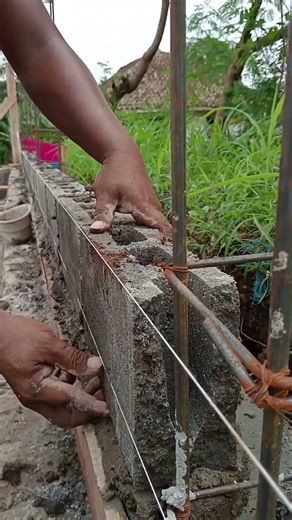 installation of hollow concrete blocks