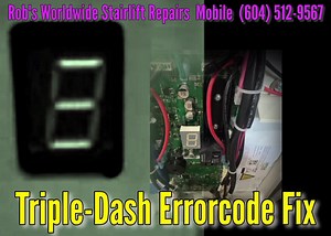 Acorn 180 stairlift Triple-Dash error code fault display repair fixed by long-distance tech support
