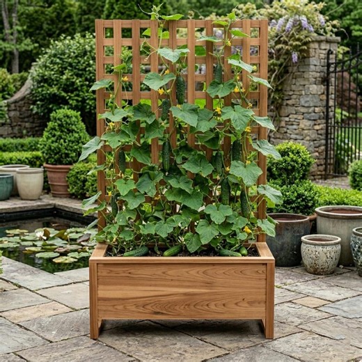 Cedar Fence Picket Planter Box Build Plans, DIY Lattice Garden Planter (PDF) - Etsy