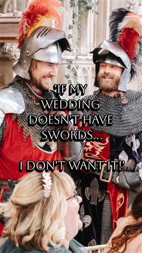 Fantasy Wedding Photographer | UK | The Crown & The Sword 🗡 on Instagram: "We've seen this comment a lot on our viral 'Knights gatecrash a Wedding' video! 🗡✨️ We totally agree that weddings need more swords... just make sure you invite us along as your photographers, okay? 😉 (and don't forget to check permissions with your venue too!) 🗡 And if you are new here, hello there, we are Neil and Sophie! We are a photography team of two, who specialise in weddings for adventurers, fantasy lovers an