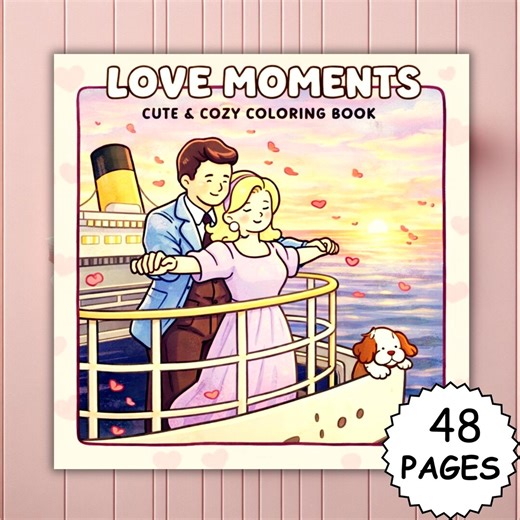Love Moments Bold and Easy Coloring Book, 48 Cute Cozy Coloring Pages, Coco Wyo Style, Kawaii Love Art, Printable PDF & PNG - Etsy