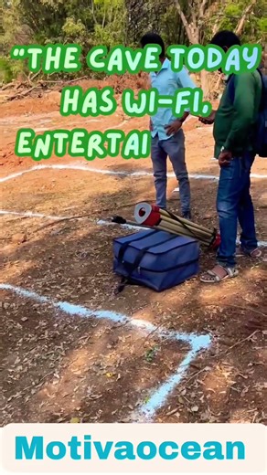 "Modern Cave: Wi-Fi, Entertainment, Fake Facts! Escape Now! 📱🕳️ #ModernCave"