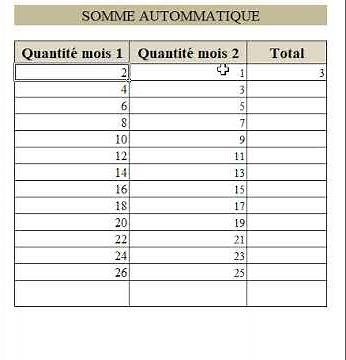 SOMME AUTOMATIQUE DANS EXCEL