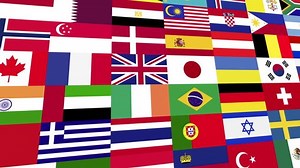 Infinite loop of various country flags.