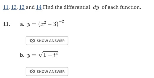 Find the differential dy of each function.a. y = (x^2 - 3)^{-... | Filo