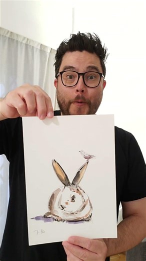 Cute Little Bunny Watercolor Painting