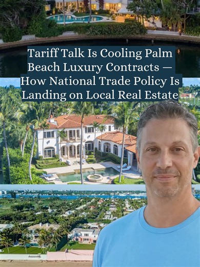 Tariff Talk Is Cooling Palm Beach Luxury Contracts — How National Trade Policy Is Landing on Local Real Estate Palm Beach luxury sales volume dropped from $1.4B to $594M in a single quarter last year. Not a crash. Not a correction. Buyer hesitation — caused directly by tariff uncertainty. The underlying demand in this market is structural. Migration. Wall Street South. Global wealth. None of that changed. Macro noise created a window — and the buyers who moved through it are now sitting on massi