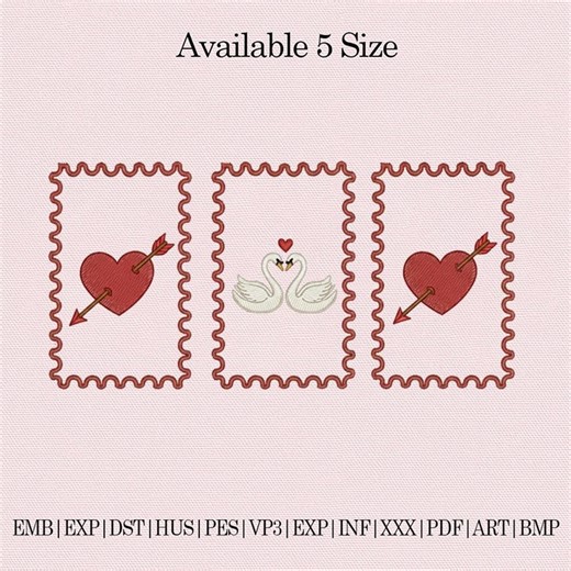 Love Frame Embroidery Design | Heart Arrow and Swan Couple | Trendy Embroidery Design for Apparel - Etsy