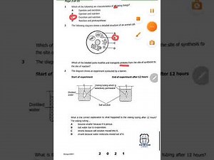 Biology paper 1 2021 Question 1 to 5 only answered