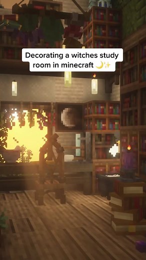 Here’s how I decorated a witches study room in modded minecraft 🌙✨ #minecraft #minecrafttutorial #minecrafttimelapsebuilds #minecraftaesthetic #cozyminecraft #minecraftcottagcore #cozygames #witch #wholsome #moddedminecraft