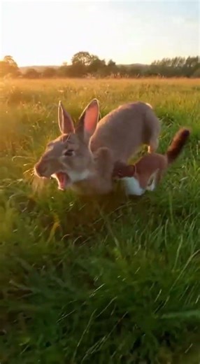 담비(Stoat) vs 산토끼 (유럽 들판)[Stoat vs. Wild Rabbit (European Meadow)]