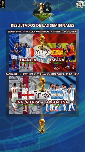 #CopaDelMundo2026 #Mundial2026 #ResultadosDeLaSemifinal #Final España vs Argentina