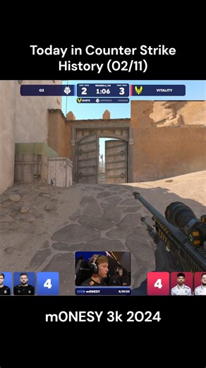 FPS Clips on Instagram: "Today in Counter Strike History (02/11/24) | G2 vs Team Vitality | m0NESY 3k #counterstrike2 #counterstrike #cs #cs2 #esports #gaming #history #tbt #g2 #teamvitality #dust2 #m0nesy"