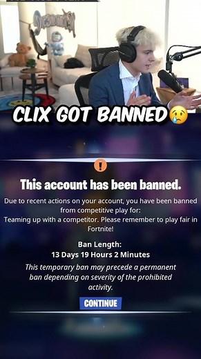 i got banned on fortnite😢 #freeclix | clix ban