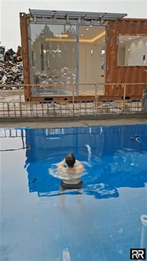 Junkyard → Modern Container Home with Pool Transformation #containerhome #modernhouse #shorts