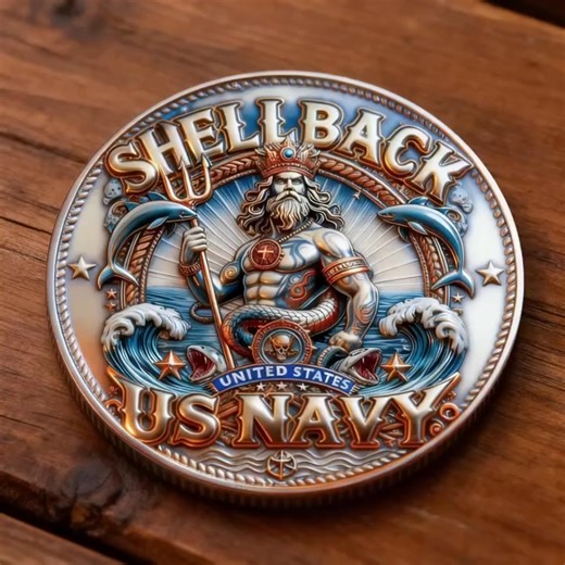 🌊 For the sailors who earned their salt — the U.S. Navy Shellback Coin is here. Neptune, waves, anchors, and bold SHELLBACK • U.S. NAVY detail on the front; U.S. flag, USN, and the words “ONE NATION • ONE CREW” on the back. Heavy, striking, and built for veterans, active sailors, and collectors who honor true naval tradition. 👉 Add it to your collection and carry the legacy. ⚓🇺🇸 | Chad Smith