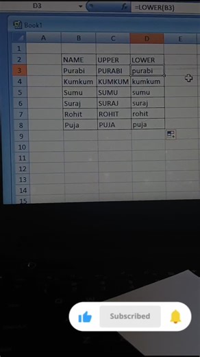 Excel shortcut for uppercase and lowercase #excel #exceltips #yt #shorts Kya aap Excel me text ko small se CAPITAL ya capital se small karna chahte ho? 🤔 Is video me maine UPPER formula aur LOWER formula ko simple aur easy tareeke se explain kiya hai. ✅ UPPER formula ka use ✅ LOWER formula ka use ✅ Real example ke saath practical demo Ye trick students, office workers aur Excel beginners ke liye bahut useful hai. Agar video pasand aaye toh Like 👍, Share 🔁 aur Subscribe zaroor kare! #ExcelTips