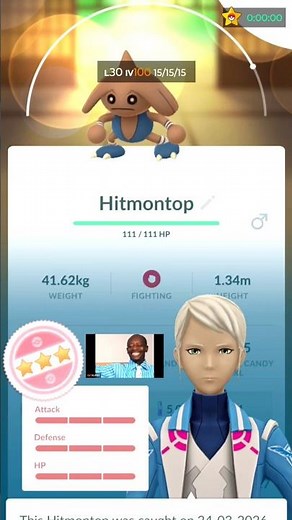 Finally Caught ✨New 1848 CP 100 IV Hitmontop in wild in pokemon go #pokemongo #100ivpokémon