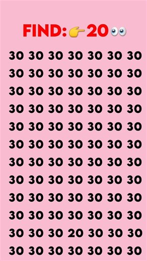 Try to find the odd number 20 with in 5 second 👀 #youtubeshorts