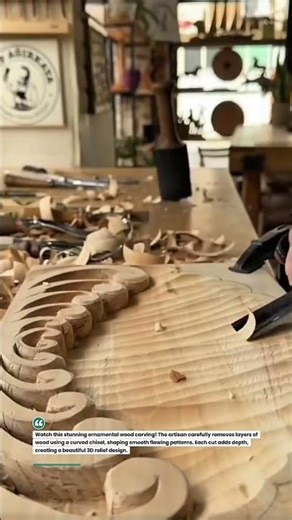 Beautiful Wood Relief Carving! #woodworking #carving #DIY #shorts #artisan #design