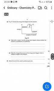(e)Fig. 5.1 shows the energy level diagram for the reaction.... | Filo