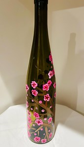 Hand-painted Cherry Blossom Lighted Wine Bottle: Spring Decor Night Light - Etsy