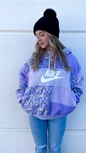 COMING FRIDAY💜♻️ Turned this boring hoodie into one of my original hoodie designs!! I’m so obsessed🫶🏽 Would you wear?! I get asked on the daily if I sell my patterns… unfortunately, I do not! I came up with this hoodie pattern over a year ago and it’s my secret sauce! I do have videos on how to make other upcycles though!🪡 Website release every Friday at 7pm est time! Link in bio!✨ #rework #sewing #sewingproject #handmade #upcycle #sewingaddict | Katswalkco