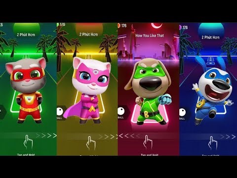 Talking Tom Tiles Hop EDM Rush | Tom 🆚 Angela 🆚️ Ben 🆚️ Hank | Coffin Dance Challenge🎶