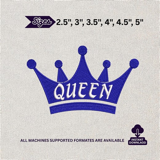 Royal Tiara Embroidery File, Elegant Crown Artwork, Lady Name Stitch Pattern, Fashion Logo Template - Etsy