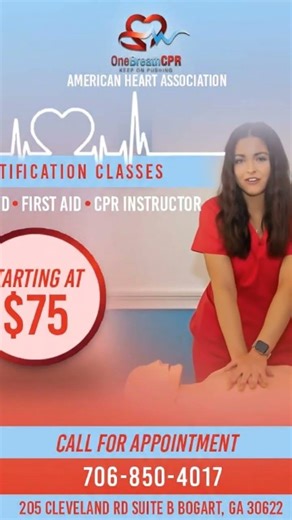 BLS classes this week at One Breath. Limited seats. Same-day certification. Reply CPR for the link