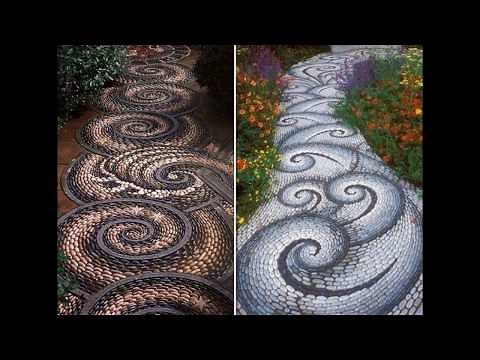 50 + Awesome Pebble Mosaic Walkway Path & Mosaic Stone Path For Garden Nice Ideas