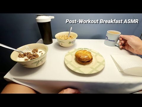 Post-Gym Breakfast ASMR | Cereal, Protein Shake, Yogurt & Egg Croissant (No Talking)