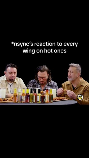 *nsync’s reaction to every wing on hot ones 🔥💀 #nsync #hotones