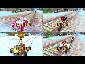 Sonic & Sega all Star Racing 4 player split screen Madness