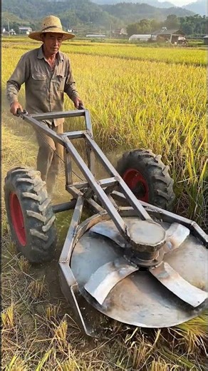 Heavy-Duty Manual Rice Harvester | Advanced DIY Farming Machine in Real Field