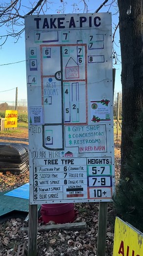 Check out the Pioneer Trails Tree Farm farm Christmas tree map. All the trees are numbered to make it easy! The different colors show you the heights of the trees in the farm. We have a great selection of Canaan Fir Norway, spruce, and Fraser Fir. #pttf #pioneertrailstreefarm #joytothereal #christmastreefarm #polandohio #youngstown #christmastrees #🌲 #🎄 #map #farmmap