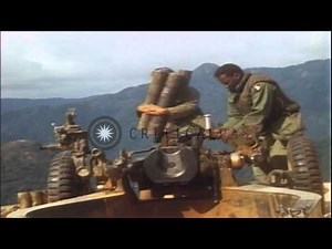Artillery crew work and men at the M114 155 mm howitzer on Fire Support Base Ripc...HD Stock Footage