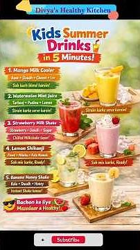 3 Kids Special Summer Drinks Summer Drinks in 5 Minutes 🍹 |Easy Healthy Drinks for Kids 👶🔥 #shorts