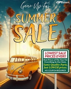 Summer Savings just arrived to CIP1. ☀️ Enjoy our lowest prices ever on our entire inventory of over 1 million classic VW parts! Don’t miss out on the best prices of the year! #cip1 #vw #volkswagen #ExtendedSALE #aircooled #vdub #vdublove #vdubnation #vwnation #volkswagenlove #classicvw #classicrestoration #classiccar #california #vwbeetle #vintage #VWbeetles #californiaimportparts #van #beetle | California Import Parts Ltd. - CIP1.com | Facebook