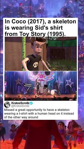 Coco Easter Egg: A Skeleton Is Wearing Sid’s Shirt from Toy Story! #FactShorts #MovieFacts