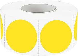 1 Inch Colored Dot Stickers - Waterproof Circle Dots, Writable Garage Sale Stickers, Suitable for Laser & Inkjet Printers (500Pcs Yellow)