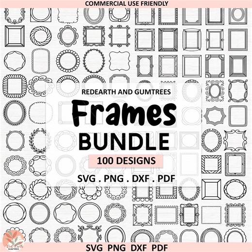 100 Frames Bundle SVG PNG DXF, Ornamental Frame Clipart, Trendy Laser Cut Frames,hand Drawn Frames,label Frames Svg, Swirly Frame Border Svg - Etsy Sweden